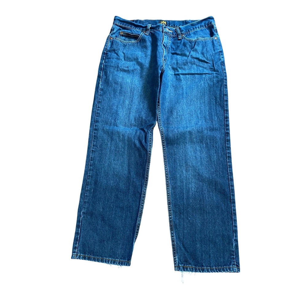 Lee Relaxed Fit Jeans Mens 36x29 Blue Medium Wash Straight Leg‎ 100% Cotton